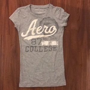 Grey short sleeved shirt
